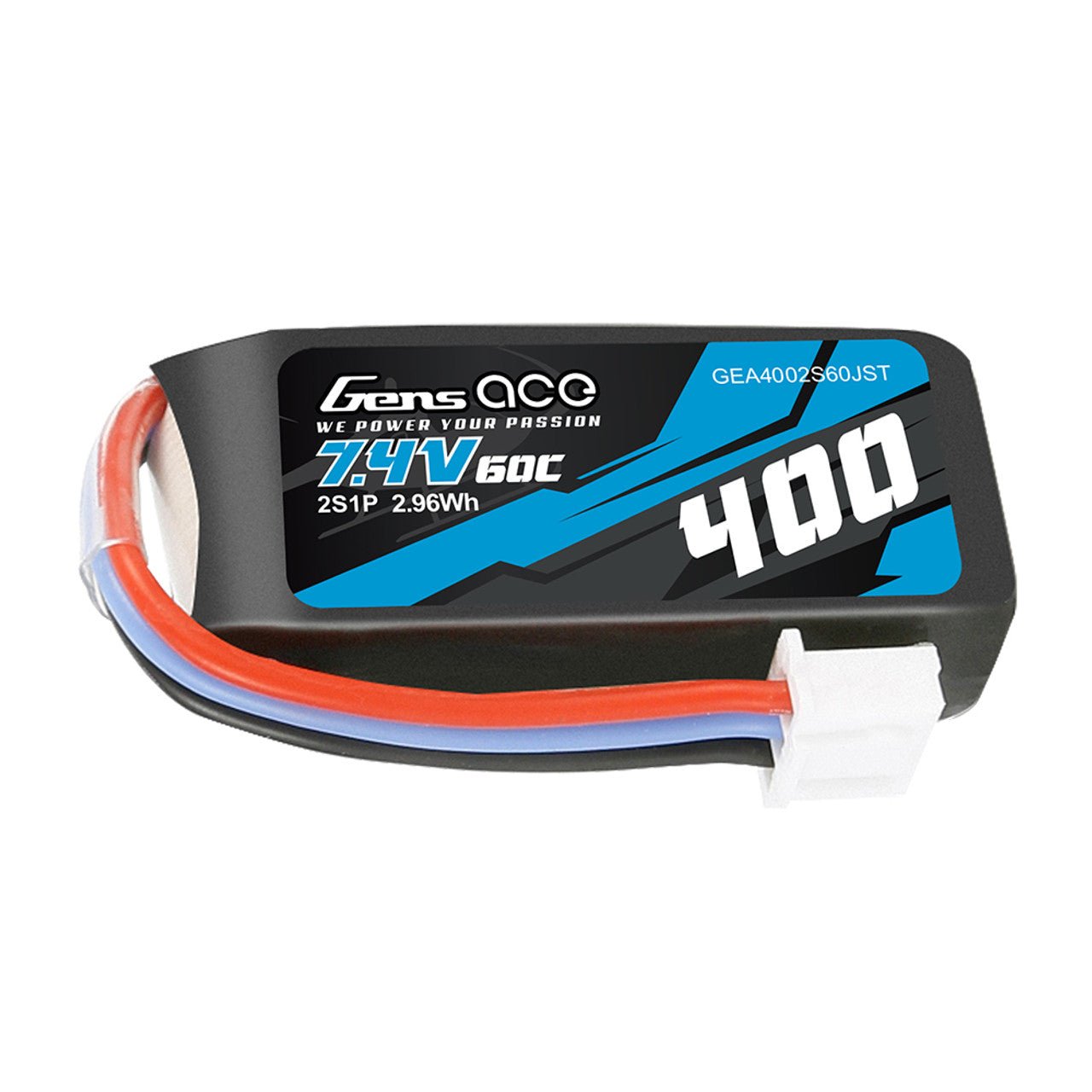 Gens Ace 400mAh 2S 60C 7.4V Lipo Battery Pack with JST-XHR Plug